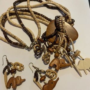 Vintage Wooden Elephant Jewlery